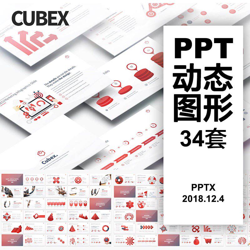 ppt模板3d动态数据图表可视化图形动画设计思维导图图标素材资料