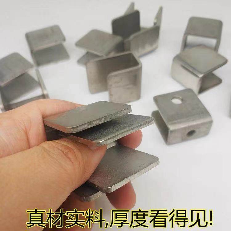 不锈钢加厚U形方槽管夹方管卡头展示架货架配件U型夹管卡托连接件