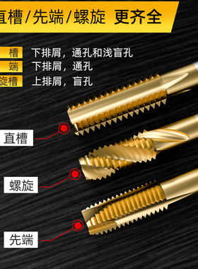 螺旋机用丝锥丝攻不锈钢攻丝攻牙钻头镀钛含钴先端丝锥m3m4m5m6m8