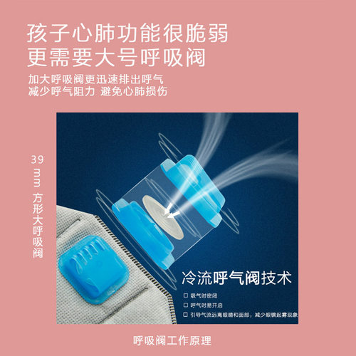 哈雷儿童KN95口罩防尘防雾霾3D防护呼吸阀透气宝宝男女学生4-12岁