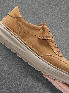 2026春季新款复古磨砂皮工装鞋男低帮系带休闲鞋时尚百搭透气男鞋