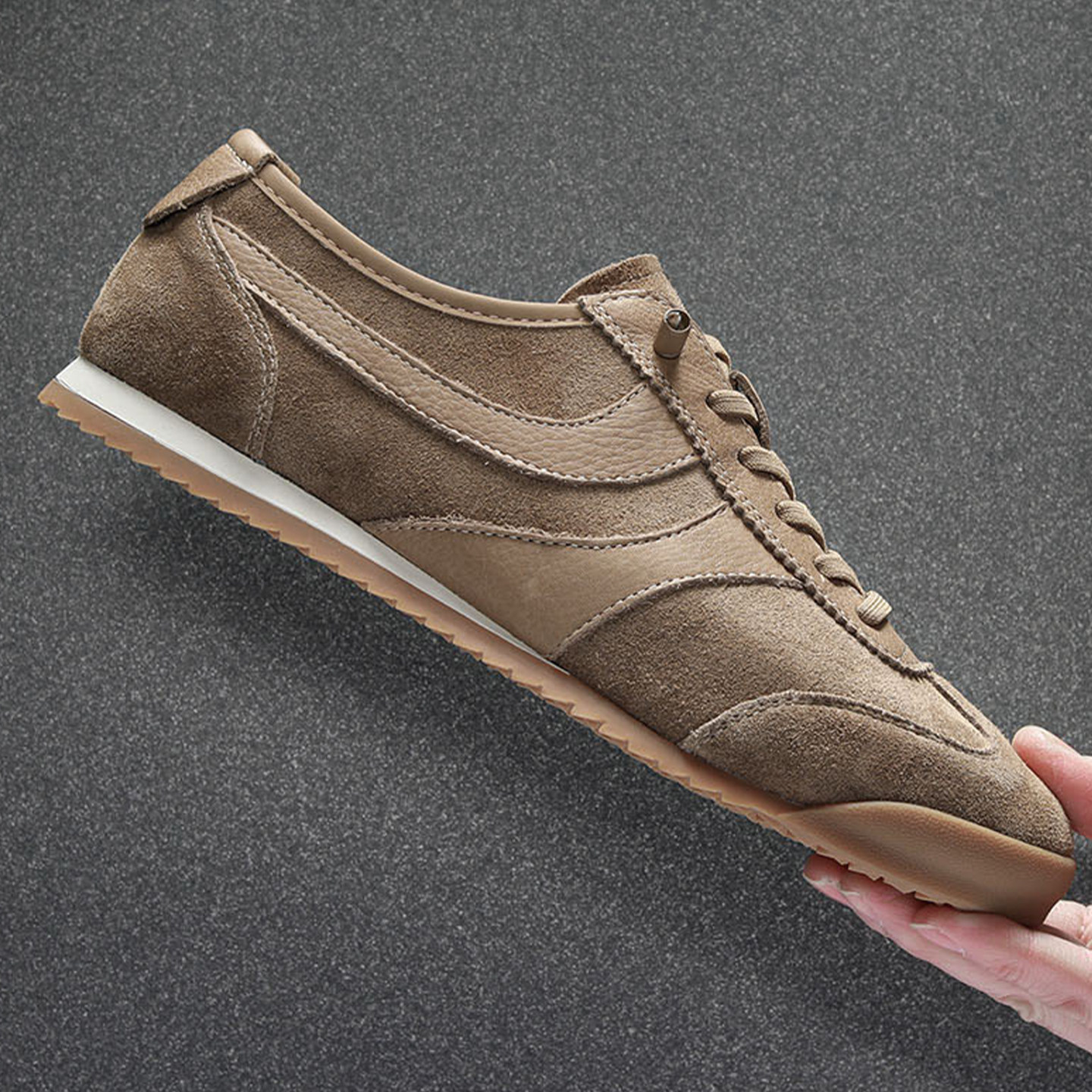 春季男鞋2026新款真皮复古德训鞋男透气防滑轻便休闲鞋百搭运动鞋