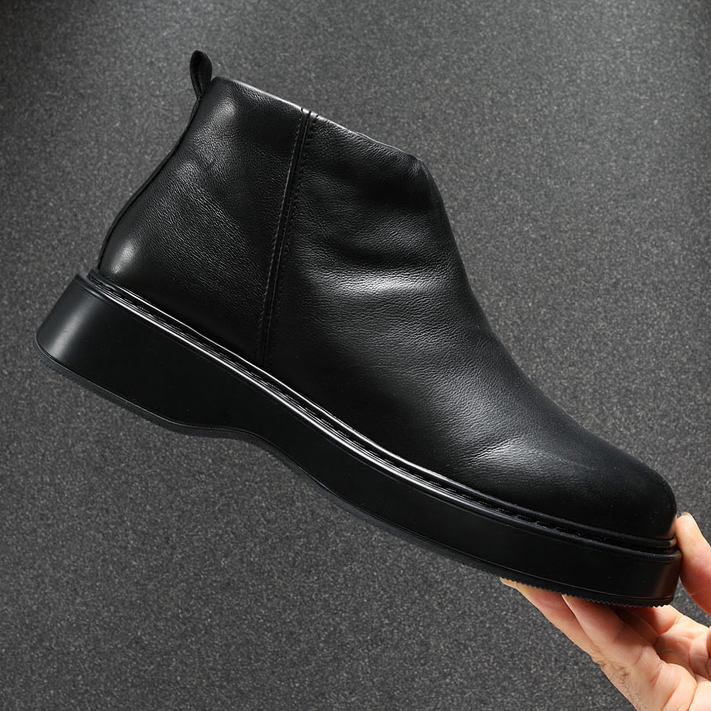 头层牛皮切尔西靴男款2025秋冬加绒保暖真皮短靴侧拉链厚底马丁靴