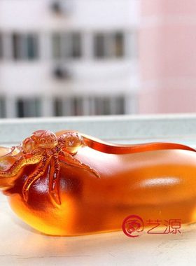 琉璃知足名片夹笔架笔插摆件创意家居饰品商务办公桌礼品实用礼物