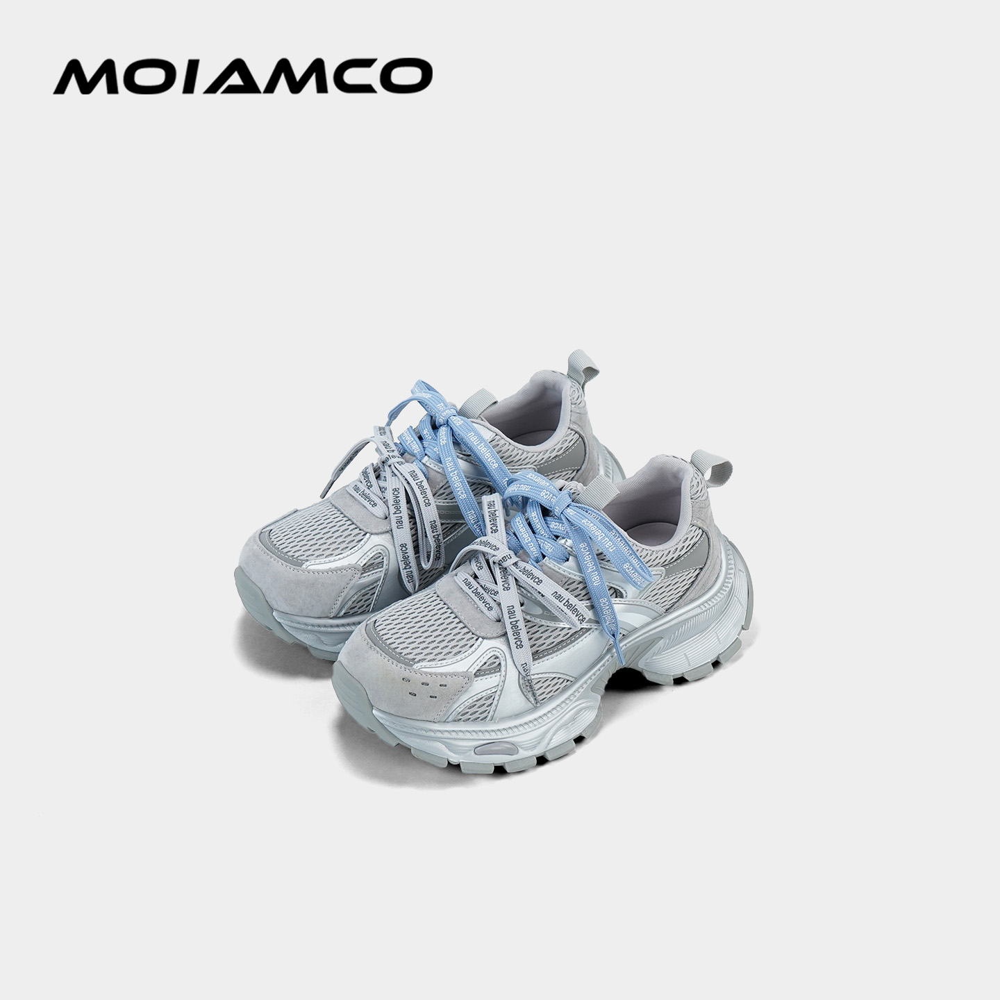 【昕怡粉丝专属】Molamco双系带厚底老爹鞋网面透气时尚不臭脚