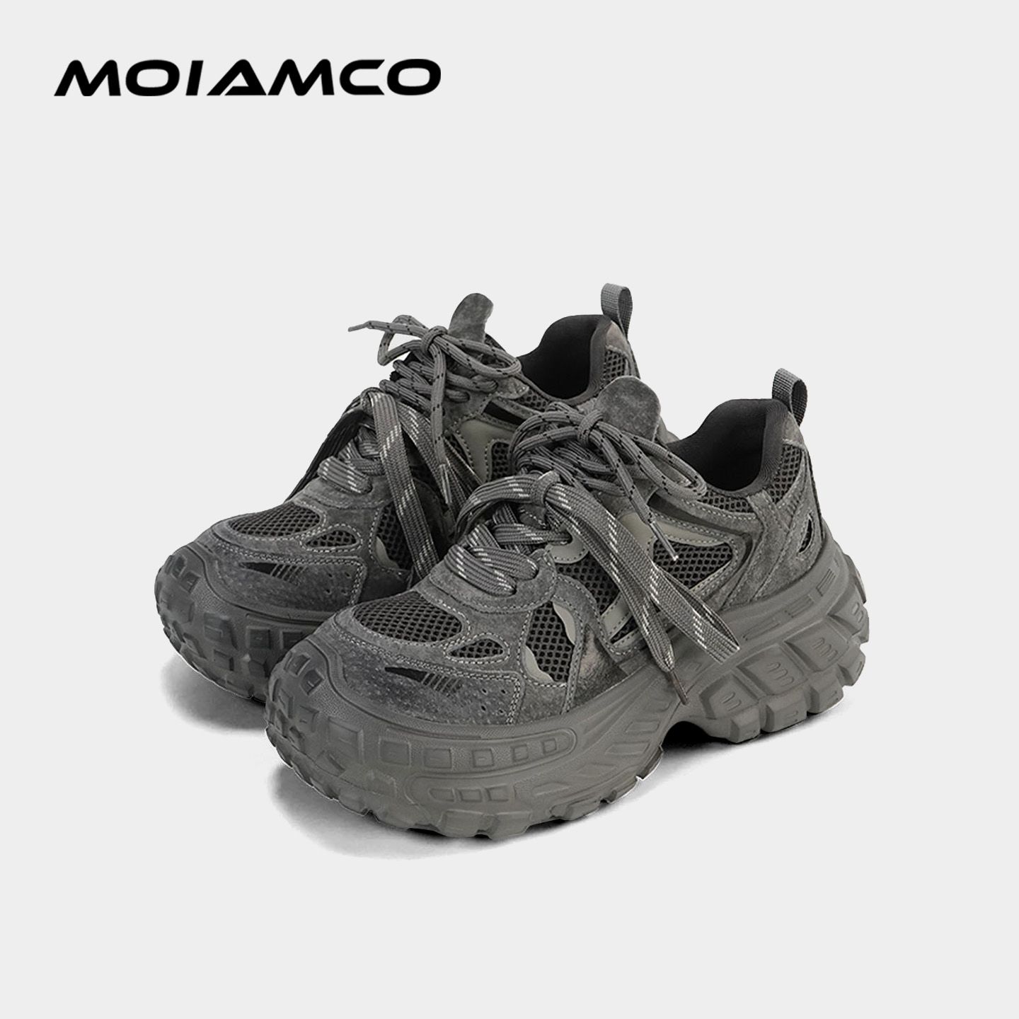 Molamco网面透气防滑老爹鞋运动厚底休闲鞋子557-1