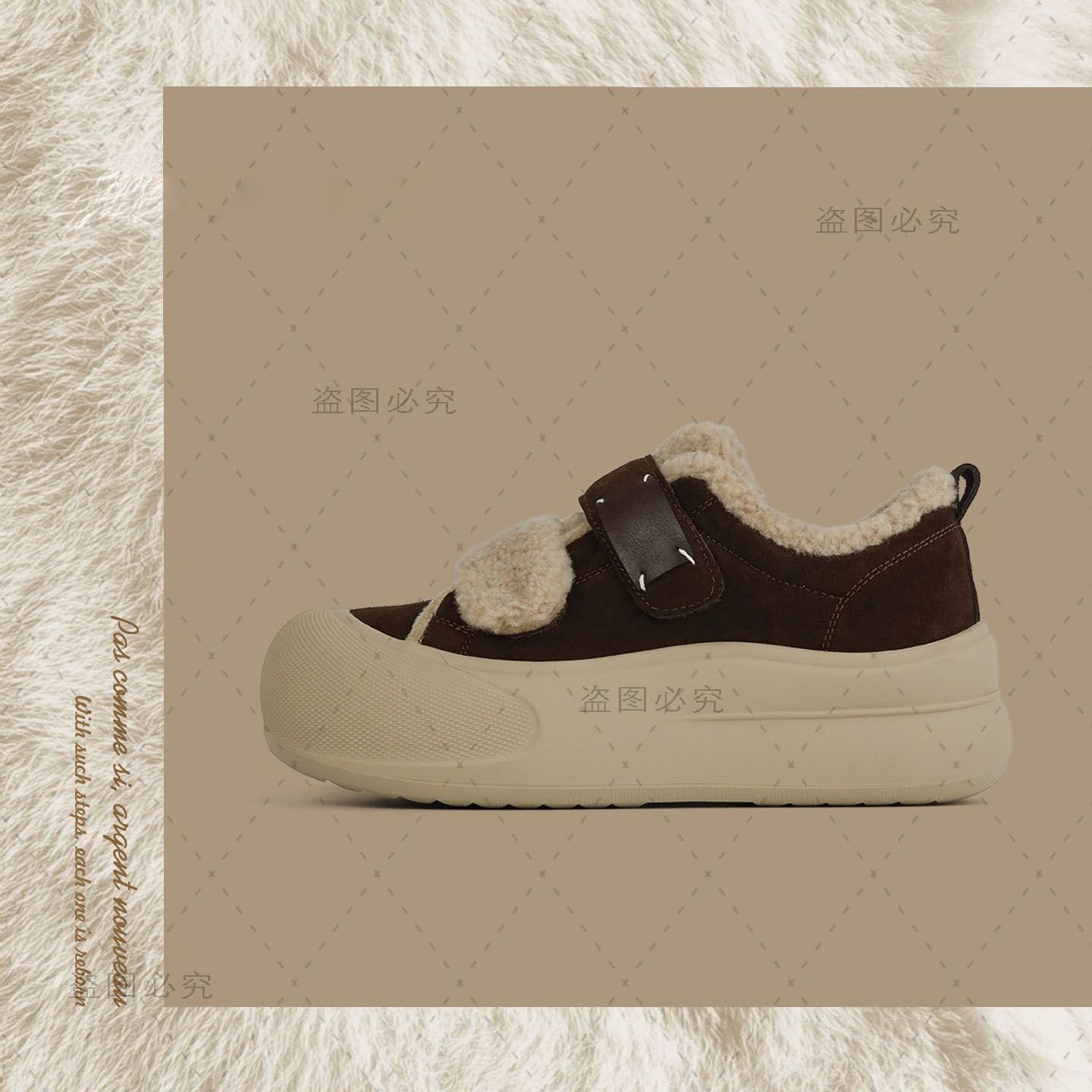 极简风复古港风纯色雪地靴棉鞋棉靴休闲风混色