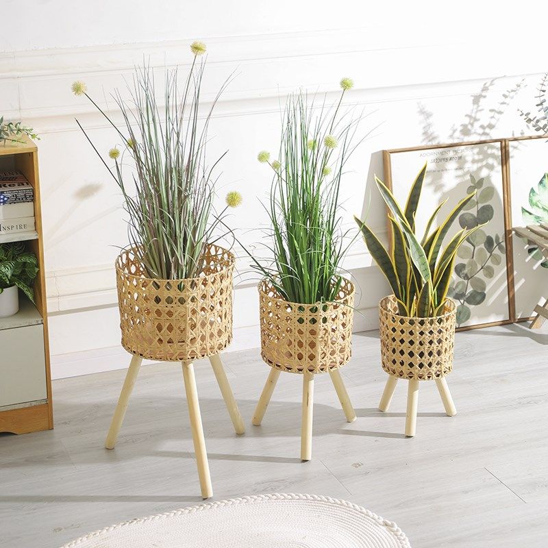 北欧实木藤编花架客厅沙发边几落地式竹编置物架阳台绿萝花盆架子,鲜花速递/花卉仿真/绿植园艺,花盆,淘宝优惠券,粉丝福利购,淘宝优惠卷