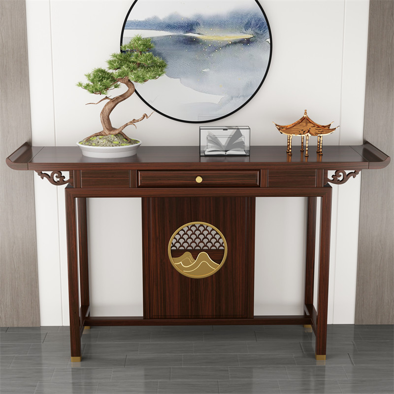 新中式玄关台乌金木禅意入户玄关桌靠墙供桌条案台佛台Z实木玄关,住宅家具,玄关台,淘宝优惠券,粉丝福利购,淘宝优惠卷
