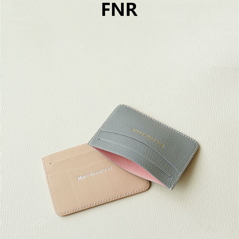 法羊皮三卡位卡包男女拼色百搭证件卡片包真皮卡夹府南河手工定制