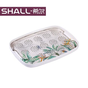 希尔沥水双层茶盘密胺餐具盘子客厅家用茶具茶台塑料托盘小型果盘