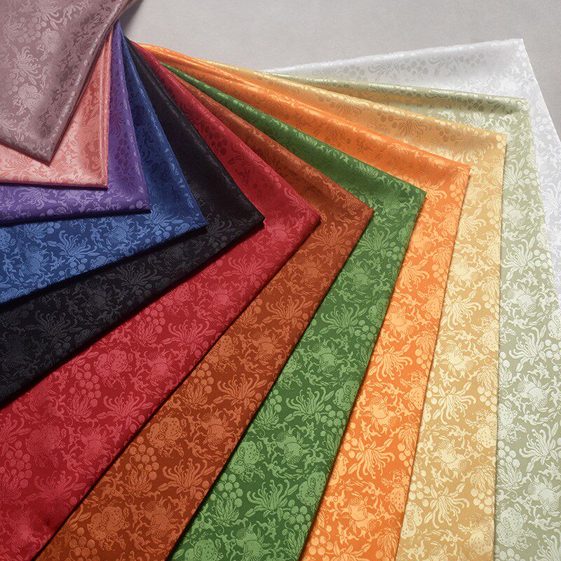 多子多福多寿三多暗纹提花缎微弹明制袄裙马甲披风汉服布面料