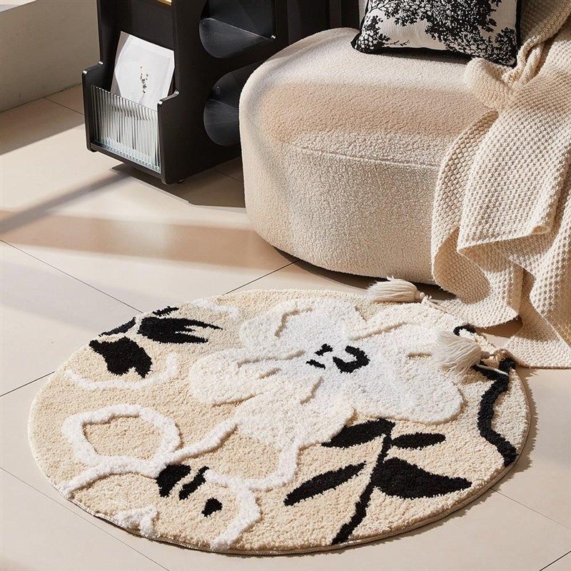 圆形地毯法式奶油风簇绒3D卧室房间高级感床边毯客厅地垫茶几毯子,商业/办公家具,商用休闲沙发,淘宝优惠券,粉丝福利购,淘宝优惠卷