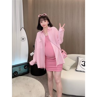 【甜辣布兰妮】娜娜的孕期穿搭夏季孕妇衬衫背心裙套装辣妈连衣裙