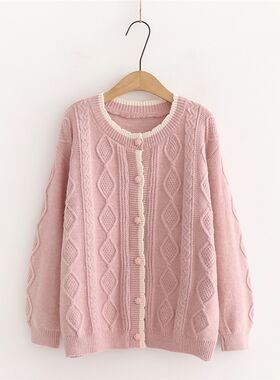 针织开衫女春秋宽松小清新上衣复古毛衣外套2020秋季新款韩版女装