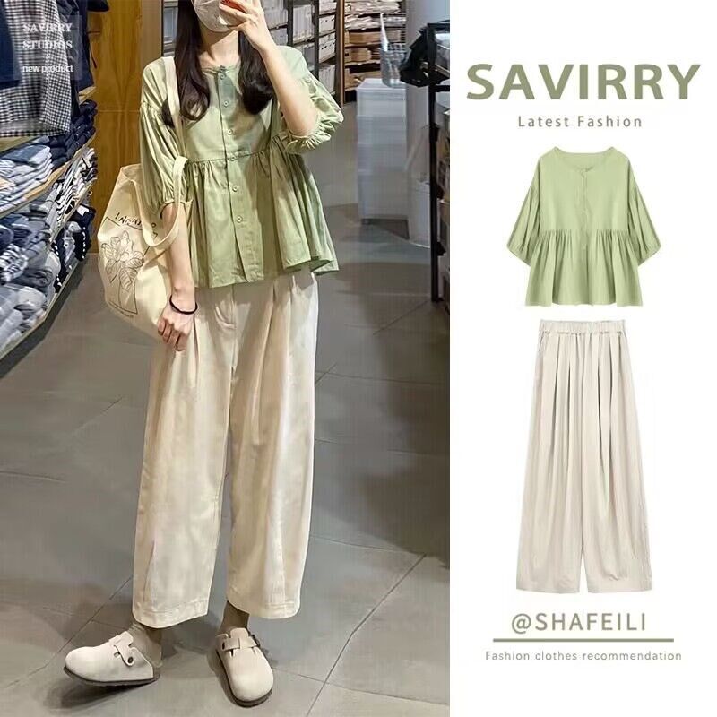 孕妇装夏装套装夏季新款外出大码休闲时尚夏款宽松上衣裤子两件套