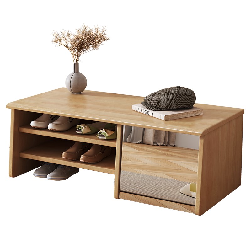 实木换鞋凳家用入户鞋架坐凳一体收纳凳多功能简易储物带镜穿鞋凳