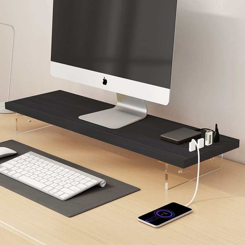 USB电脑显示器屏幕增高架办公室桌面键盘收纳支架台式置物底座高