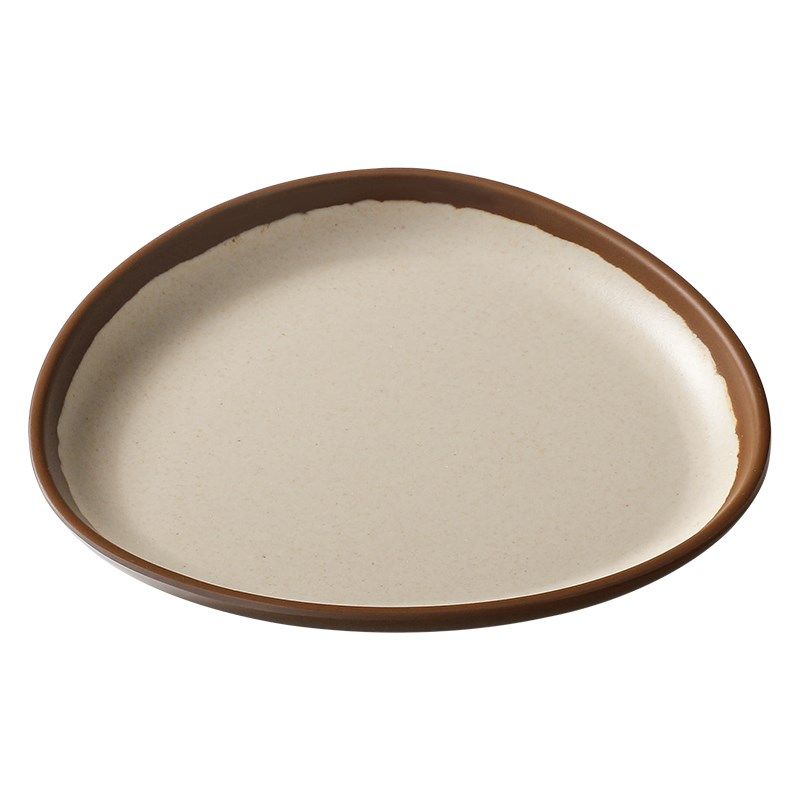 密胺土陶盘子商用餐饮老式复古仿古餐具地摊火锅菜盘凉菜平盘餐盘