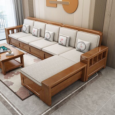 中式实木沙发客厅全实木储物沙发现代简约小户型冬夏两用原木家具