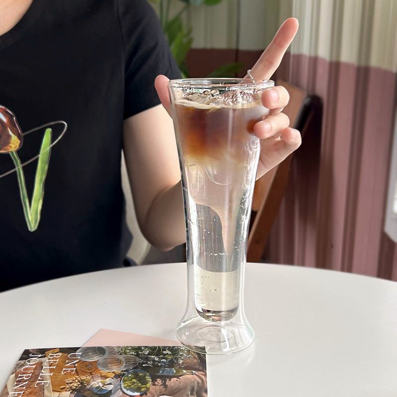 ins韩式简约透明双层隔热玻璃杯气泡水饮品杯冷萃咖啡杯子果汁杯,纺织面料/辅料/配套,服装加工设备,淘宝优惠券,粉丝福利购,淘宝优惠卷