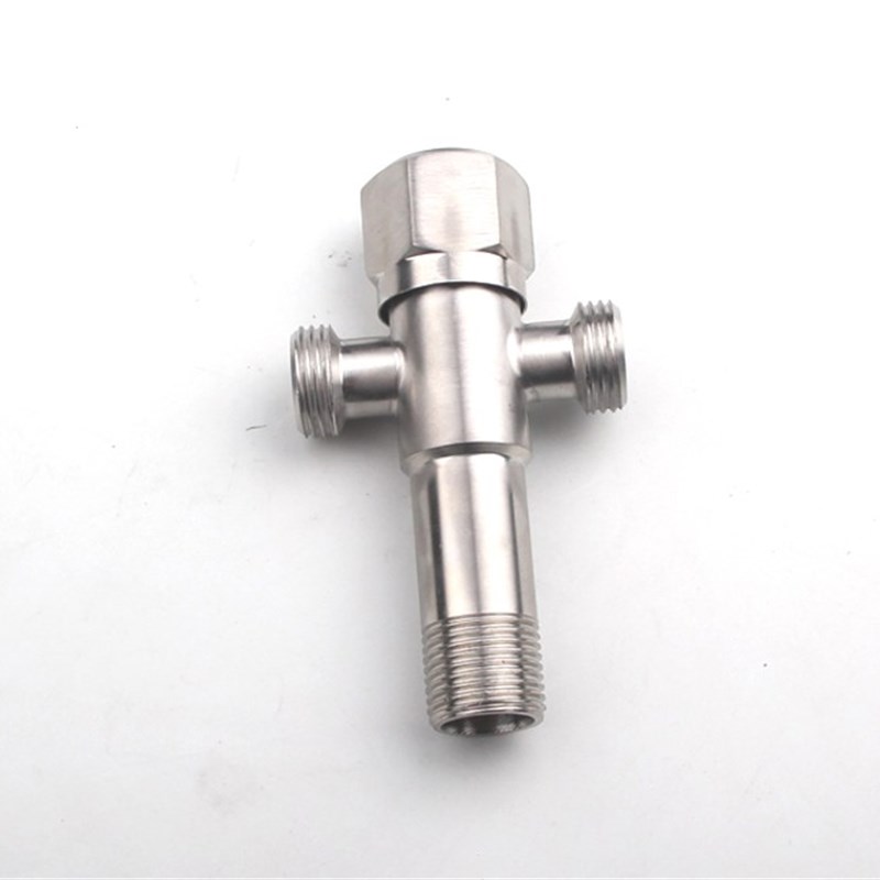 304不锈钢加长角阀双开双出水4分角阀多功M能单控双开三通一进二