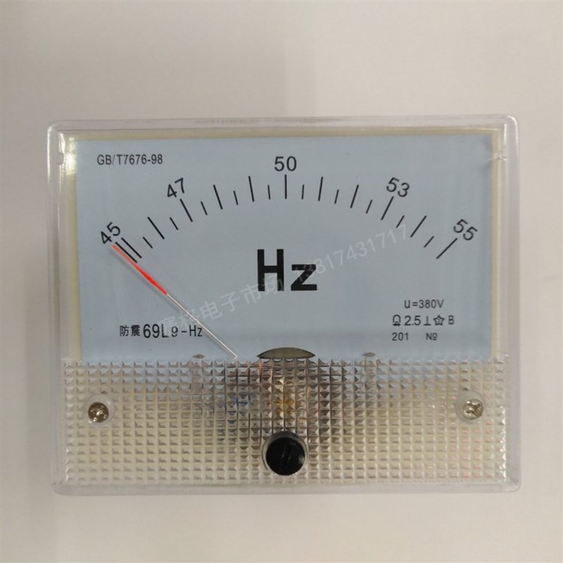 频率表 b69L9 50HZ/380V   指针频率表45-55HZ 交流频率表380V