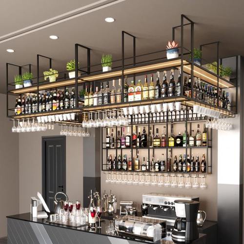 吧台吊架高脚杯倒挂酒杯架铁艺悬挂酒架餐厅吊柜置物架酒吧酒柜