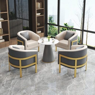 轻奢皮艺单人阳台休闲小沙发休息区接待酒店商务会客洽谈桌椅组合