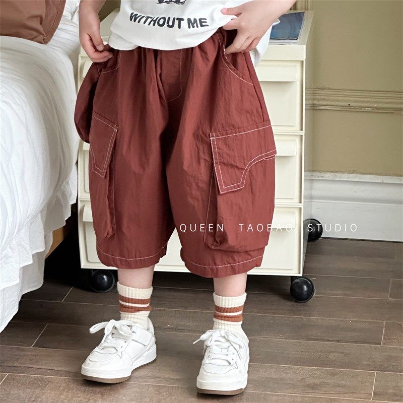 2025夏季新品男女童休闲工装短裤韩版宝宝百搭阔腿裤五分裤沙滩裤,童装/婴儿装/亲子装,裤子,淘宝优惠券,粉丝福利购,淘宝优惠卷