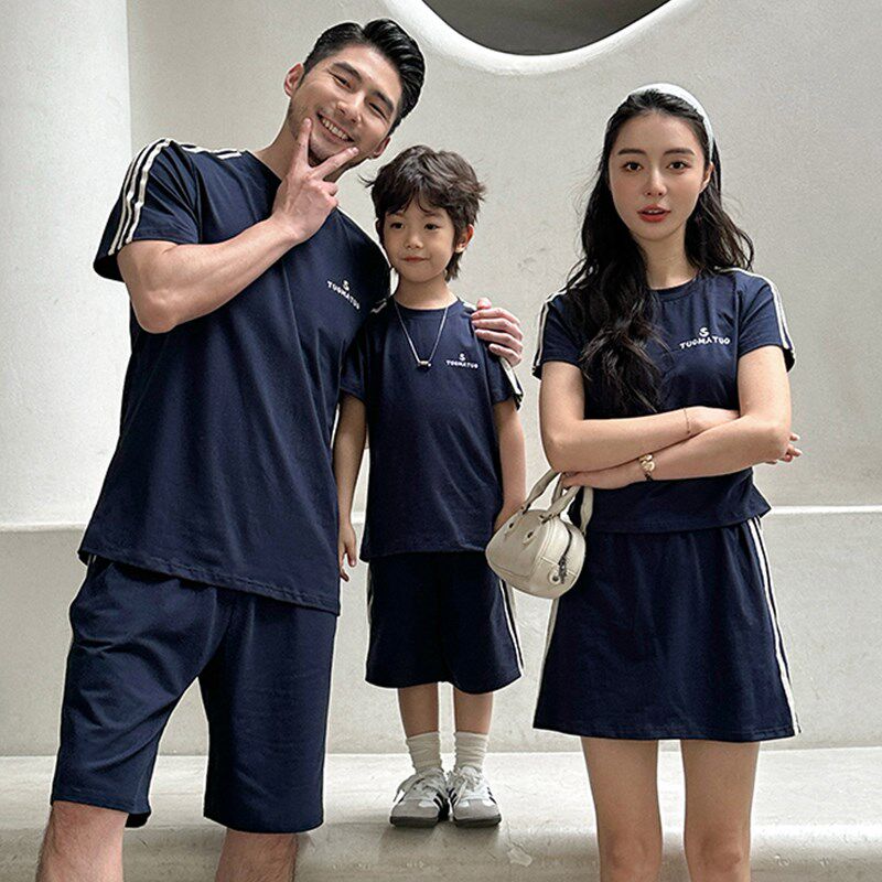 高端亲子装运动套装夏季2025新款休闲洋气炸街韩版母子母女全家装图片