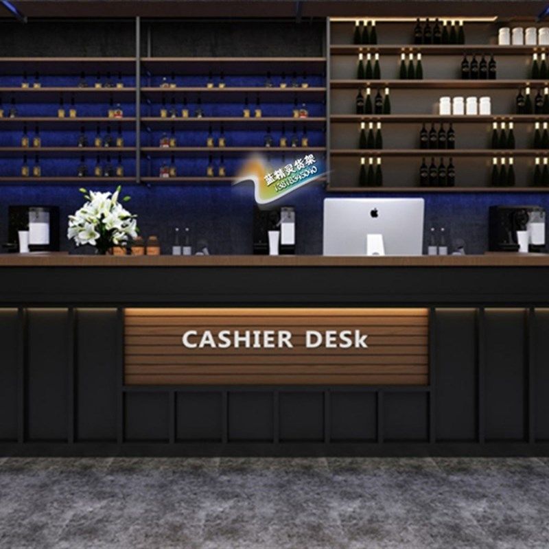 定制餐厅服装店吧台前台工业风健身馆酒吧汉堡收银台发光字接待台