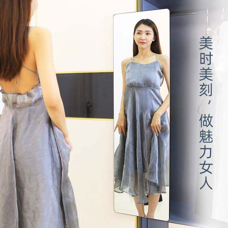 衣柜镜子内置推拉旋转穿衣镜折叠伸缩隐形全身试衣抽拉柜子内装里