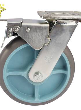 脚轮厂家直供重型8寸TPR双轴动轮带剎房口车栏杆车推车脚轮万向轮