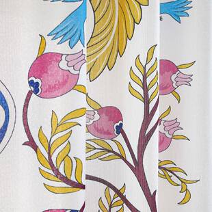 跨境马逊成品 550亚现简约彩麻虹纱印花窗帘卧室飘窗代透光遮阳成