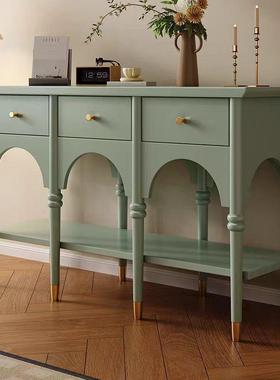 法玄式油风台FEW实木关柜客厅入户中古奶风复古靠墙玄关桌过道装