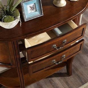 美式全实木玄关桌靠门入户廊墙过道半圆弧形102B墙边柜客进厅走尽头柜