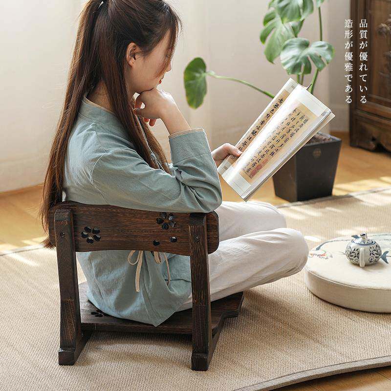 0飘窗实木矮款小背椅子家用靠VAQ久坐舒服椅子阳台休闲矮凳榻榻米