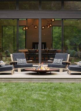 师户外沙发实木别墅室外240510庭院花园躺木休闲椅设计露天阳台防