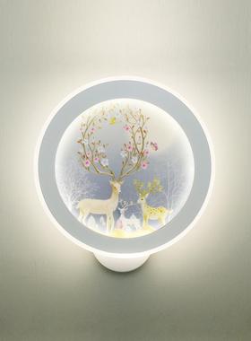 ?le床头壁灯卧室758温馨客防尘简约现代厅宾d酒店创意画接馆线墙