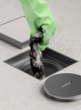 04不锈钢隐形清/扫口地漏通用DN507可隐藏的5/10大管径全密封地3