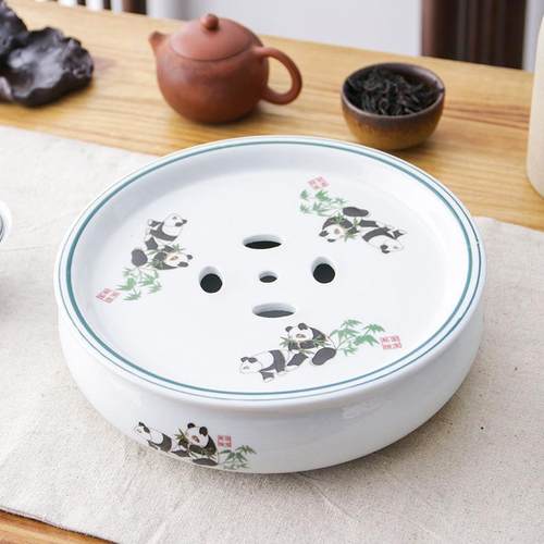 圆陶瓷茶盘托盘储水式6N6aEDfk茶托家茶具形茶干台简约用泡台储水