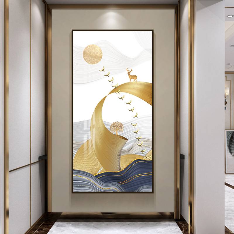 福禄高升入户玄关装饰画客厅过道走廊楼梯口壁画简约现代玄幻挂画图片