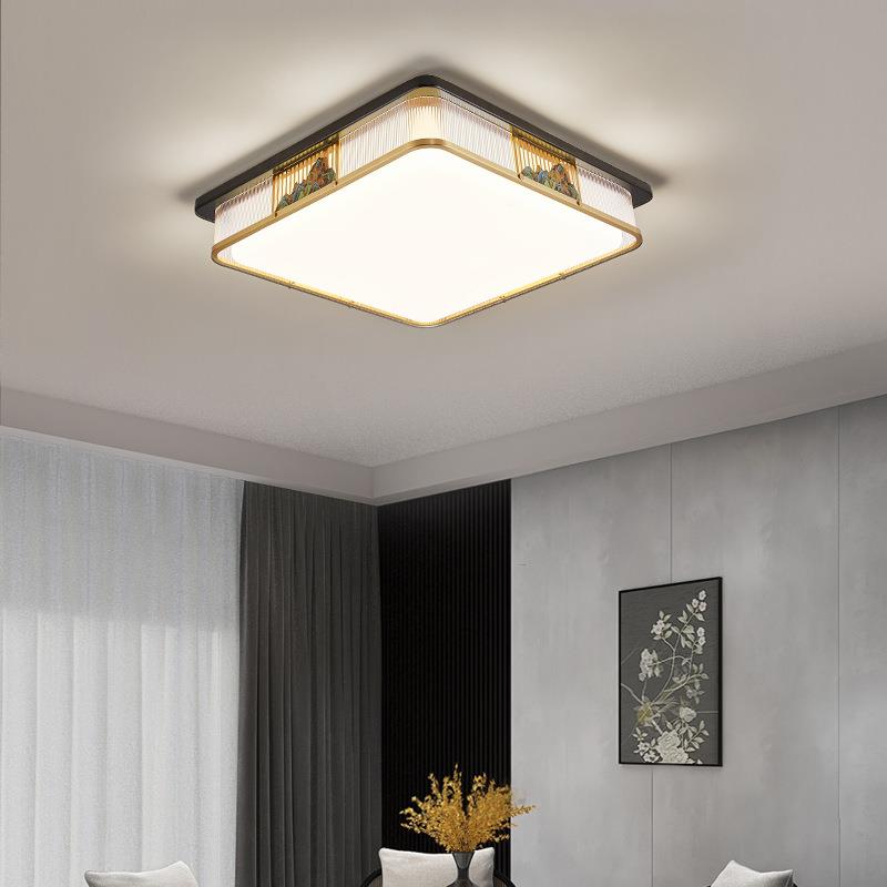 全室铜新中式吸顶灯客厅灯实木护具608眼简约餐厅卧全屋中山灯主