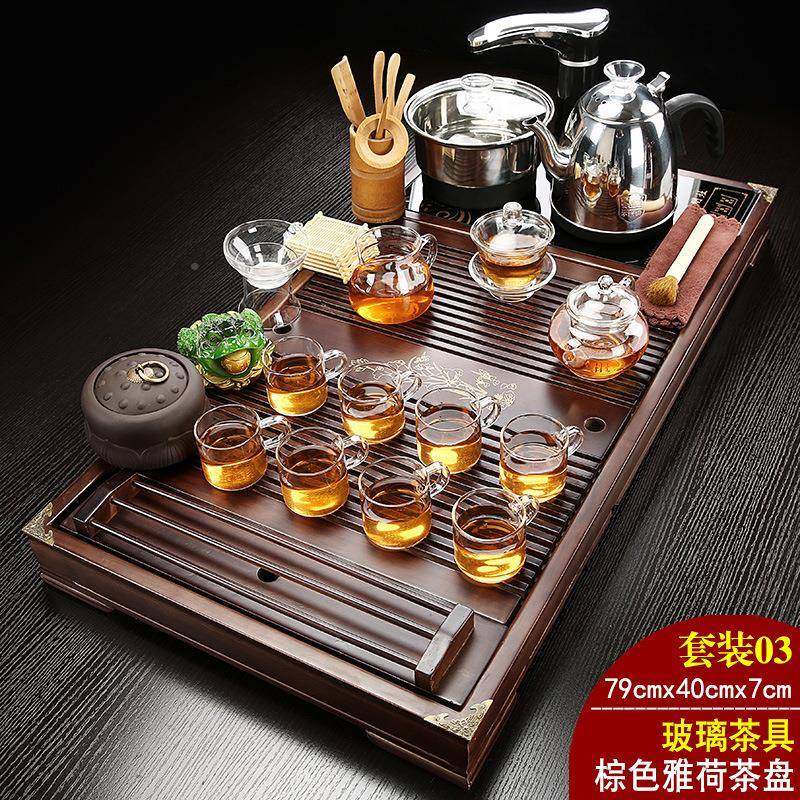 办公茶盘套装茶紫整套全自动功夫泡一茶台实砂木体茶ZG-63105道简