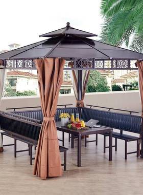 户外四凉亭角亭子户外凉亭庭院露RUU民台花园设计新中式别墅宿木