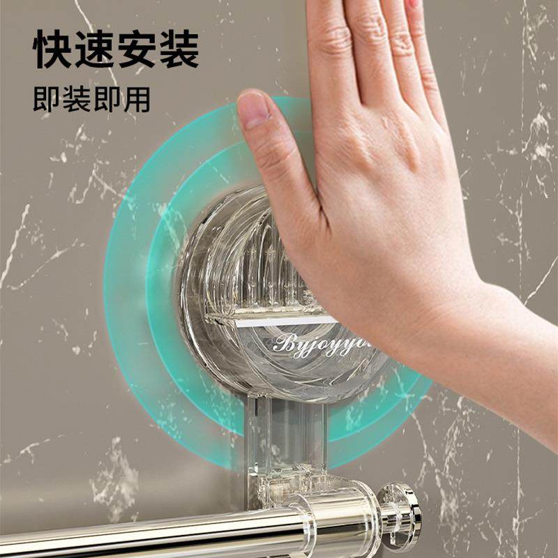 吸盘毛巾伸F975S9H8架转角缩免打孔浴架室卫生新间置物架单杆挂钩