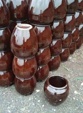 湖南水缸粗陶瓷酱花缸储米缸咸菜缸陶泡菜缸腌菜腌酒肉瓦缸LCH荷