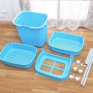 轮脏衣篮塑料014日篮式 带滑脏衣桶三层大容量 组合收纳筐式