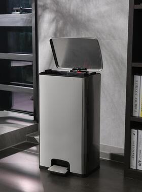 3升050L盖不锈钢带脚踏式F7673939垃圾桶脚踩方形厨房客厅商用大